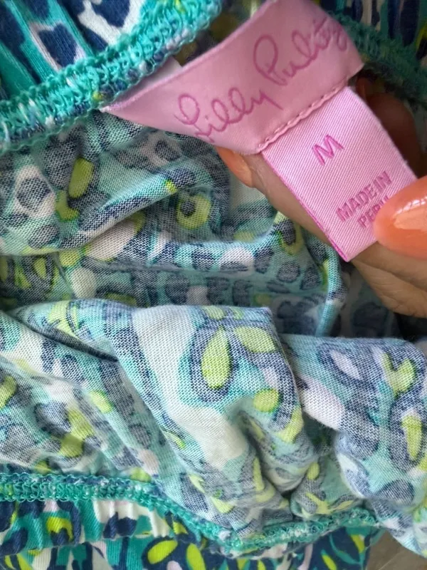 LILLY PULITZER Green Blue Floral Strapless Dress Size Medium - Image 2