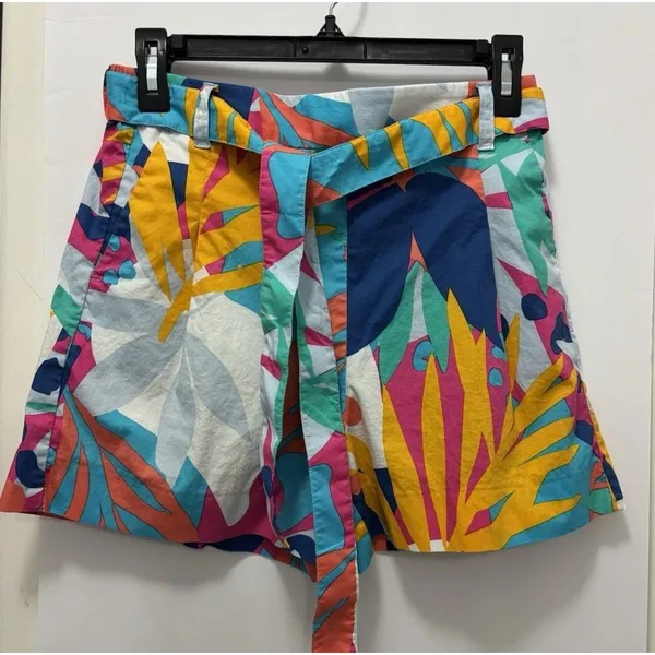 J.Crew Tropical Floral Print Tie-Waist Poplin Shorts Size 0 - Image 2
