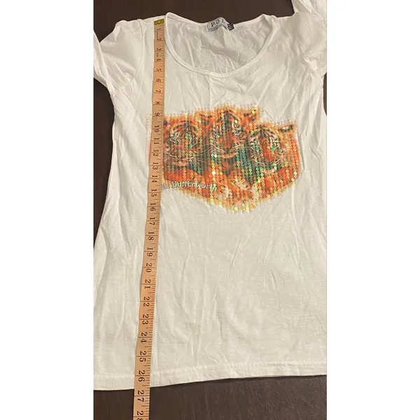 POL Rick Butterworth Tiger Sequin Graphic Long Sleeve Top Med Art to Wear L-31 - Image 8