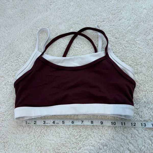 Women Burgundy Double Lined Sports Bra XS Yoga Pilates Sports College Athleisure - Image 3