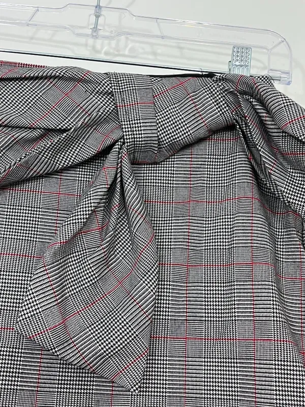 Lulu's Size Small Gray Plaid Tie-Waist Mini Skirt - Image 2