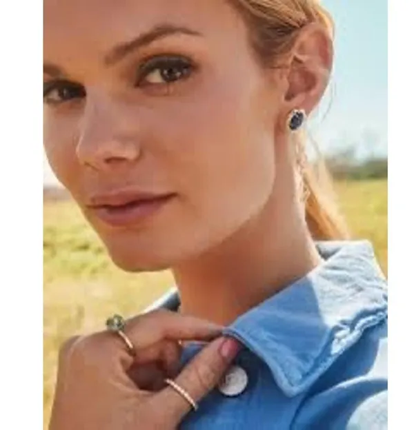 NWT! Kendra Scott Piper Gold Stud Earrings with Blue Stone - Image 4