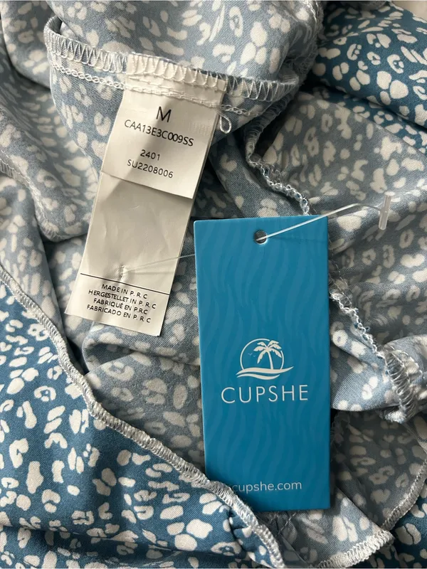 Cupshe Women’s Sleeveless Blue & White Floral Printed Tie-Waist Romper MD NWT - Image 12