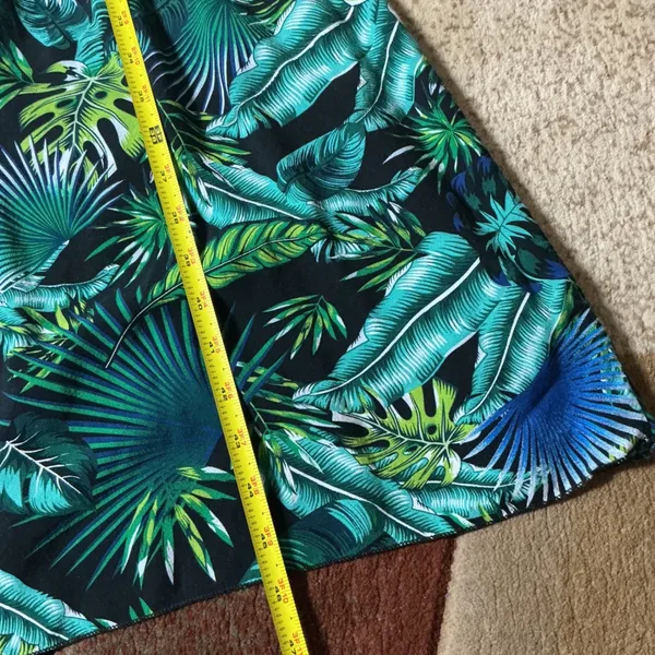 Lady Sun Tropical Leaf Print Maxi Dress Green Blue Smocked Waist‎ 3092 Size G - Image 7