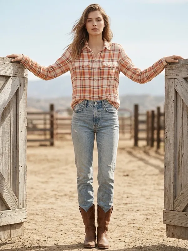 Golden TNA Plaid Gauzy Cotton Shirt Womens Small Western Country Rodeo Cowgirl - Image 16