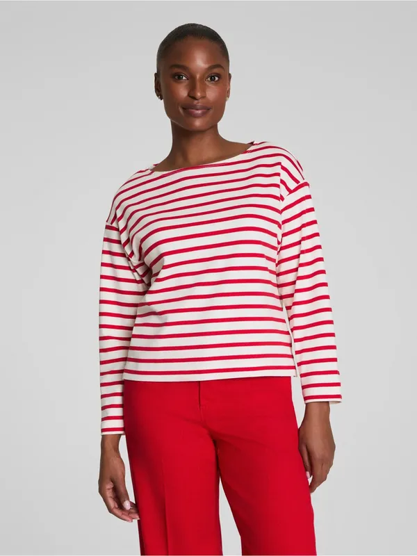SPANX AirEssentials Red Stripes Boat Neck Long Sleeve Top Size Small - Image 7