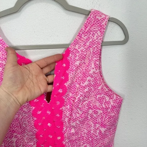 Lilly Pulitzer Target Collab Pink‎ White Paisley Lace Trim V Neck Dress Size 6 - Image 4