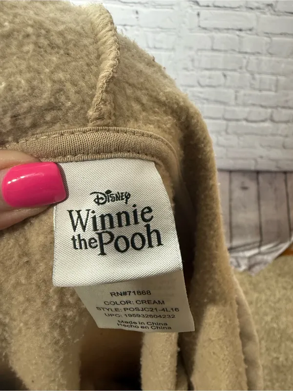 Women’s beige Winnie the Pooh zip front hoodie size medium - Image 13
