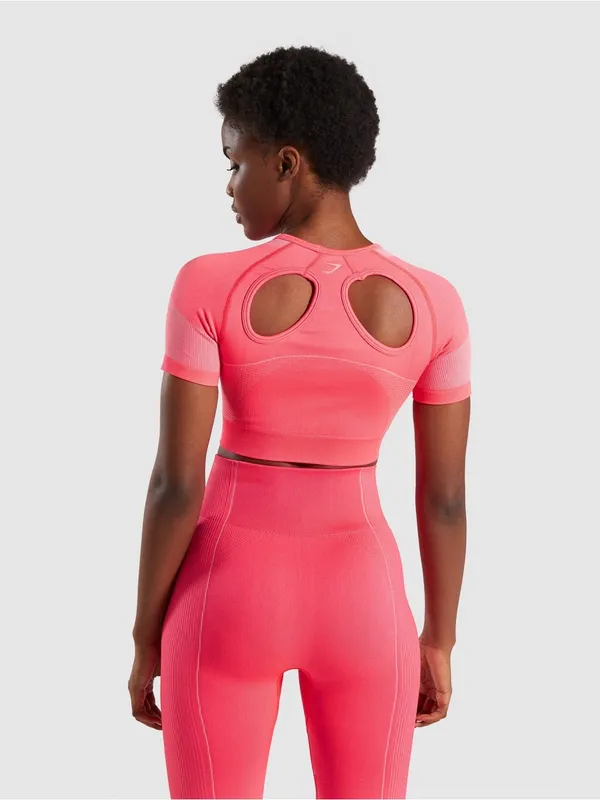 #88 Gymshark Pink Ultra Seamless Crop Top Size S - Image 2
