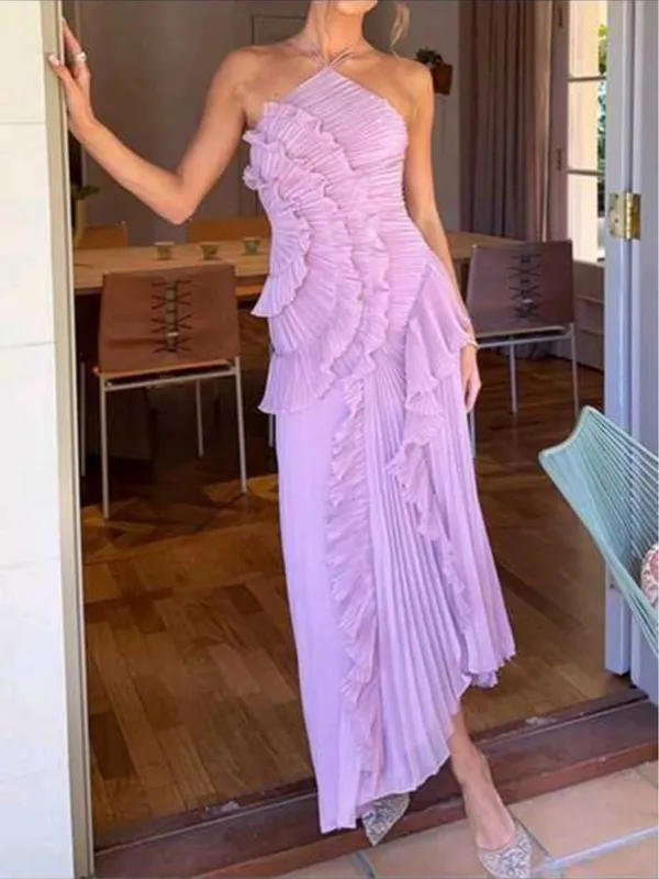 Dusty Pink Ruffle Dress - Image 7
