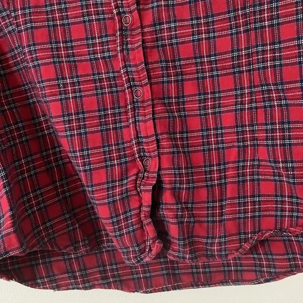 Vintage 90s Red Plaid‎ Outsoorsy Barn Chores Western Cotton Button Up Shirt M - Image 6