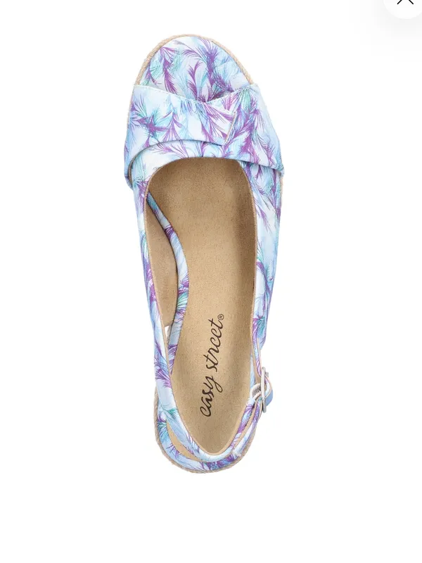 Easy Street Devlin Espadrille Wedge Womens Size 7.5 Casual Sandals blue purple - Image 4