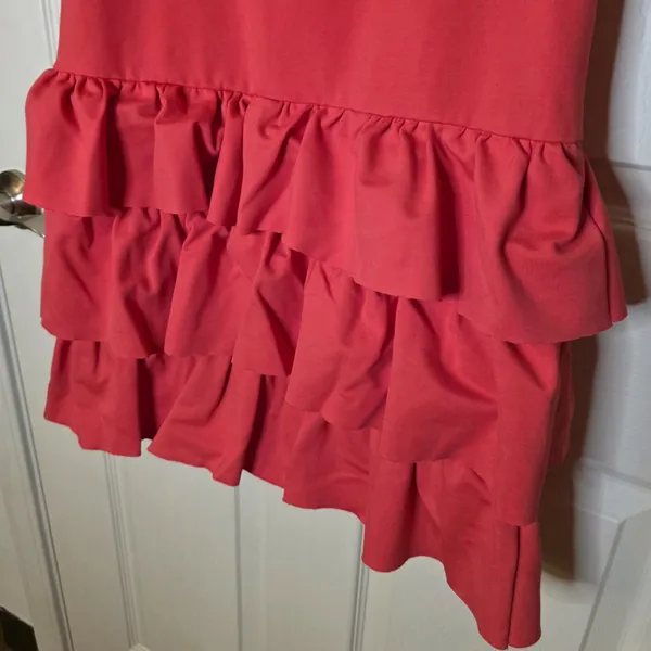 Dainty Jewells Coral Pink Ruffle Tiered Midi Skirt - Image 2