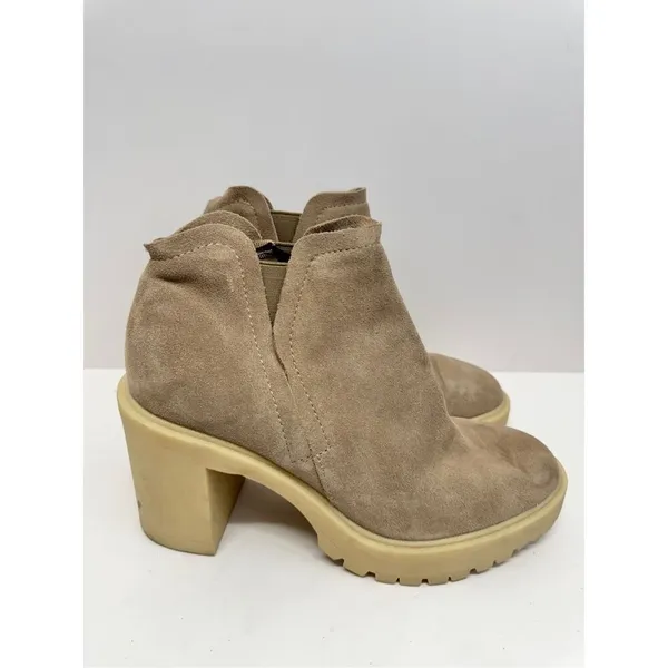 Dolce Vita‎ Leather Boots Waterproof Tan Size 9.5 Block Heel Ankle Booties - Image 3