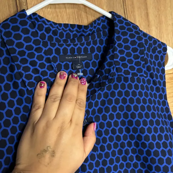 Tommy‎ Hilfiger Blue and Black Geometric Sleeveless Drees size L - Image 3
