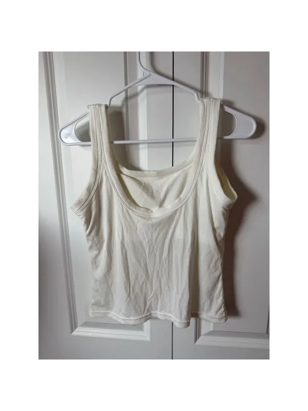 Tank Top L White Ribbed Size L - Image 2