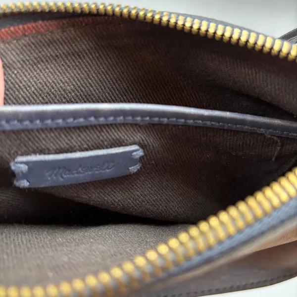 Madewell The Simple Crossbody Leather Bag Small Rectangle Purse Distressed Blue‎ - Image 6