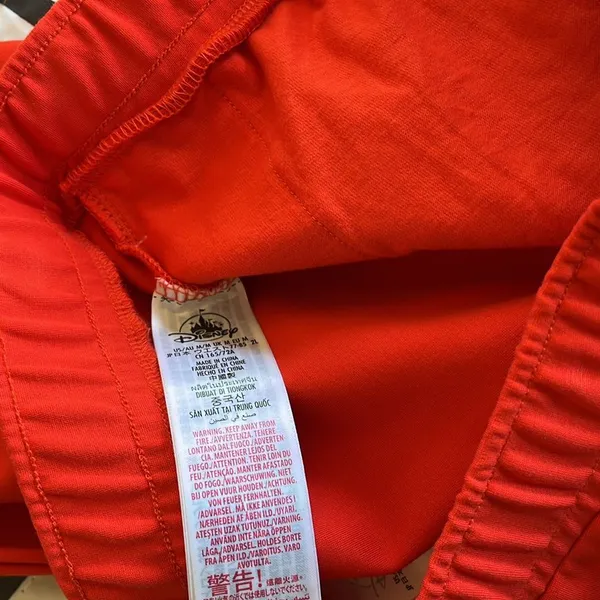 NWT DISNEY Park Bright Orange / Red Pull On Pant Glitter Gold Logo Medium - Image 10