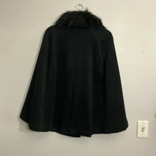 Crown & Ivy Black Faux Fur Collar Cape Coat Size S - Image 2