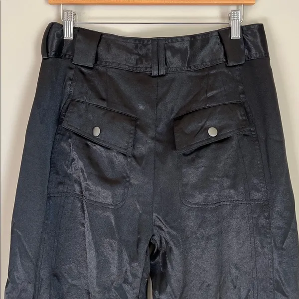 Free People Satin Cargo Pants Wide Leg Gothic Whimsical Sz Medium Baggy - Image 5