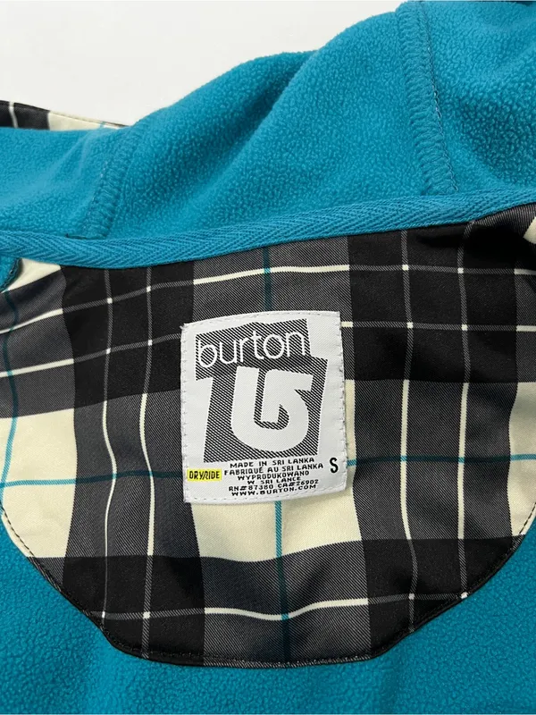 Burton DryRide Plaid Fleece Lined Hooded Jacket Ski Black Blue Long Sleeve Small - Image 10
