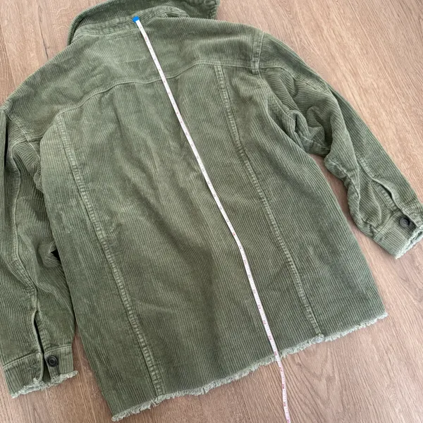 ZARA Frayed Green Corduroy Jacket - Image 4