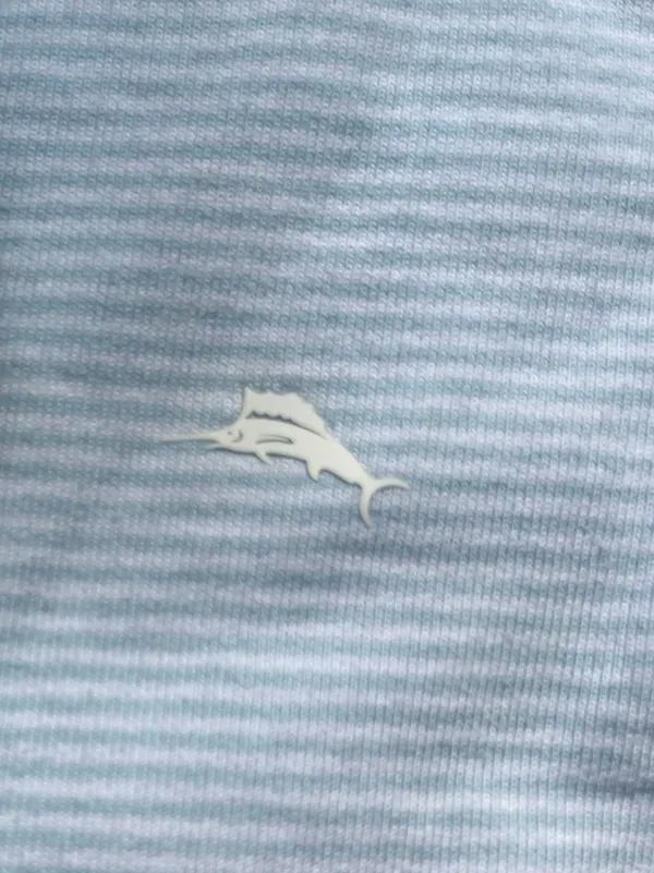 NEW Tommy Bahama Blue White Striped Cotton Blend Lightweight Quarter Zip Size XL - Image 5