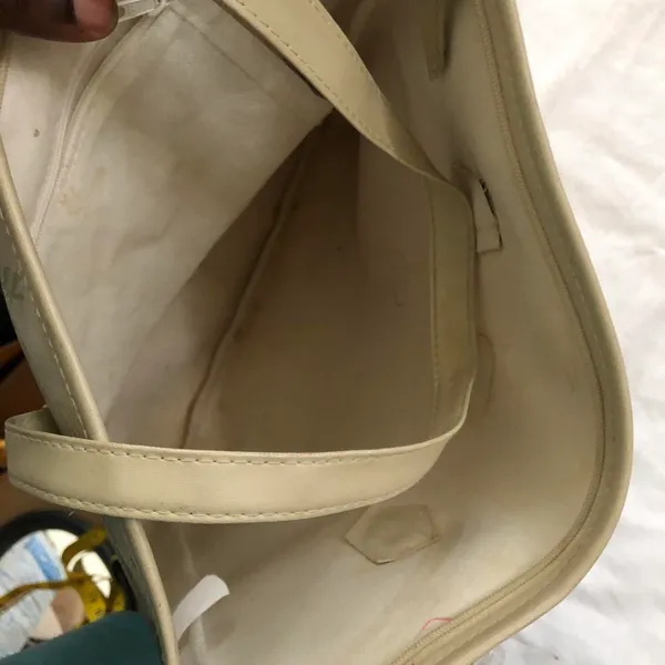 90s Cream and tan floral flower floral vintage tote shoulder hand bag purse Measurement in pics - Image 6