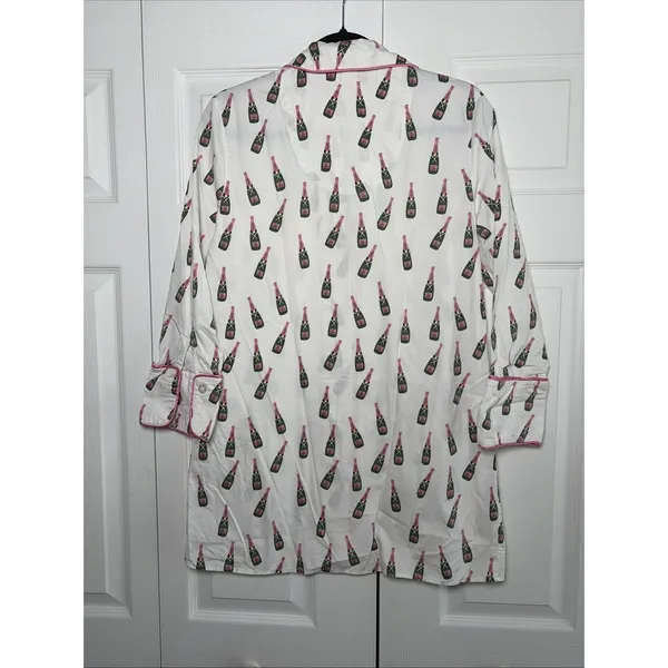 Toss Designs Champagne Bubbly Nightshirt Womens Size‎ S/M White Cotton Pajamas - Image 5