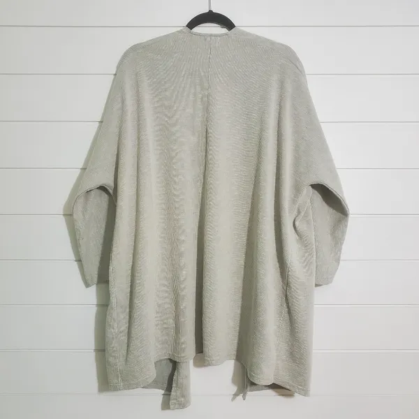 DONNI Anthropologie Sandwash‎ Cardigan OSFM Ribbed Sweater Coat Gray One Size - Image 4