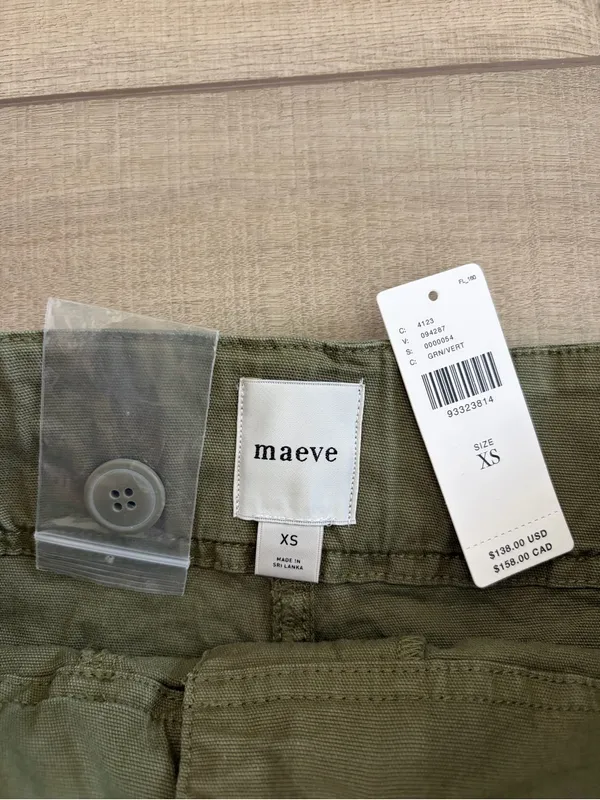 Anthropologie Maeve Utility High Rise Wide Leg Tailored Trousers Olive Green XS - Image 7