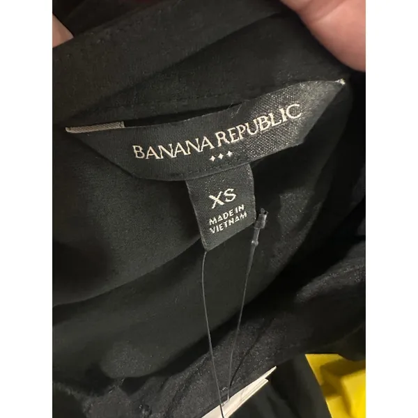 Banana Republic Black Flutter Midi Shirtdress Ruffle‎ Sleeve Button Front XS NWT - Image 7