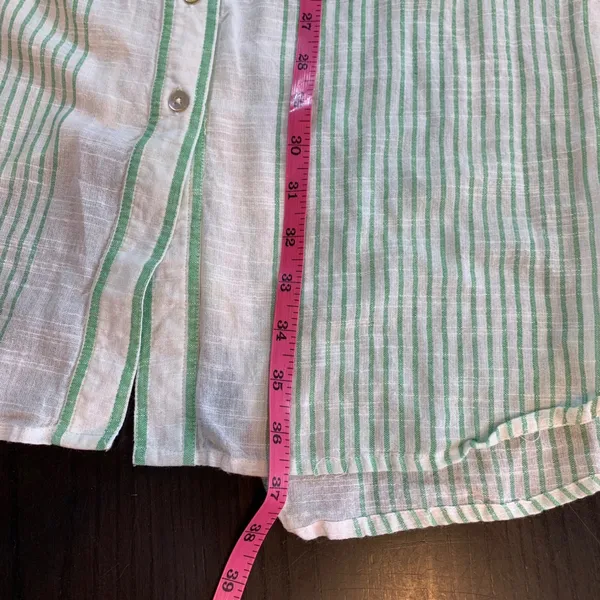 April Cornell Striped Button Down Tunic‎ Top Boho Gauze Womens S Semi Sheer READ - Image 11