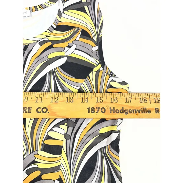Keren Hart Dress‎ Women S Yellow Grey Abstract Swirl Fit/Flare Keyhole Boho 70's - Image 4