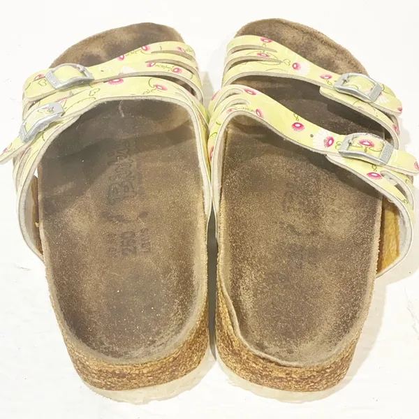 Birkenstock Birkis Yellow Floral Double‎ Strap Size 8 Sandal - Image 4