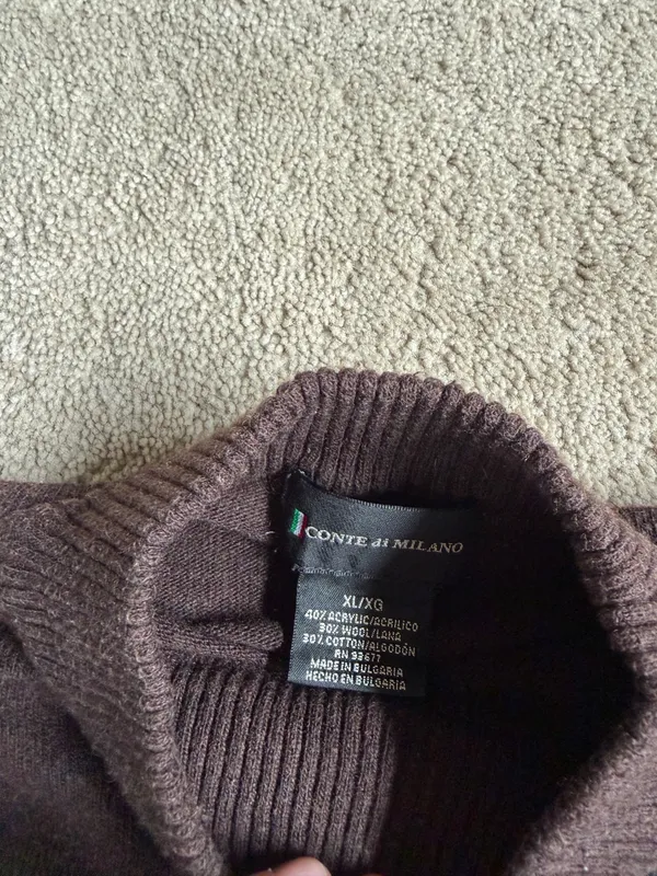 Conte di Milano Brown Mock Neck Sweater – Size XL - Image 3