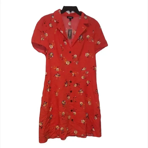 ✨ express red floral button down dress✨ - Image 2