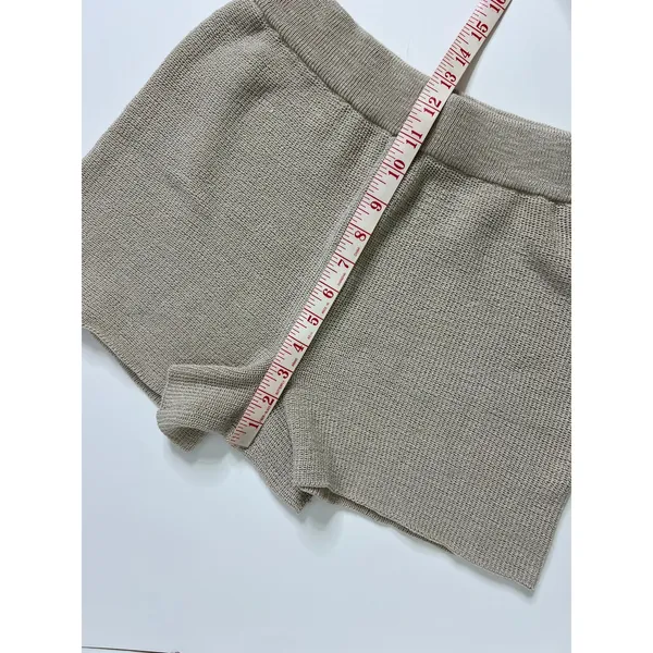 Zenana Beige Knit Lounge Matching Set Size Small Sweater Shorts Neutral Tan - Image 9