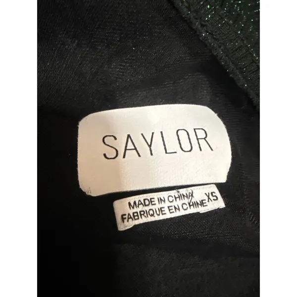 NEW Saylor Hilaria Feather Metallic Ribbed Knit Ruched Midi Bodycon Dress Sz XS - Image 5