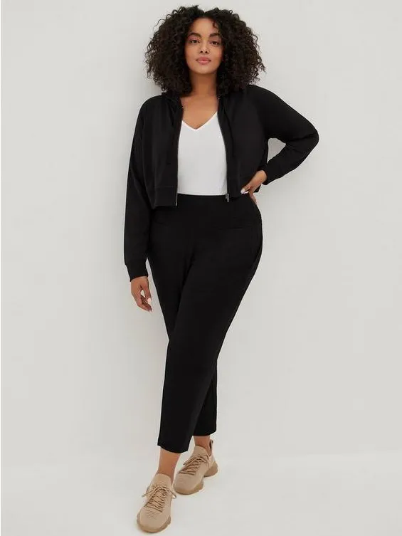 Torrid Lightweight French Terry Zip-Up Crop Hoodie Black 6X NWT‎ - Image 4