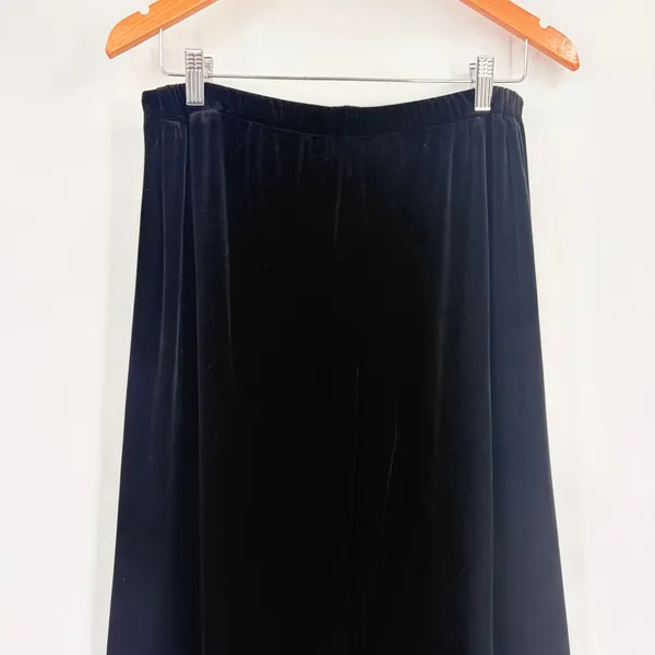 Alex Evenings Velvet Wide Leg Pull On Pants Sz M Black Holiday Quiet Luxury 90s - Image 7