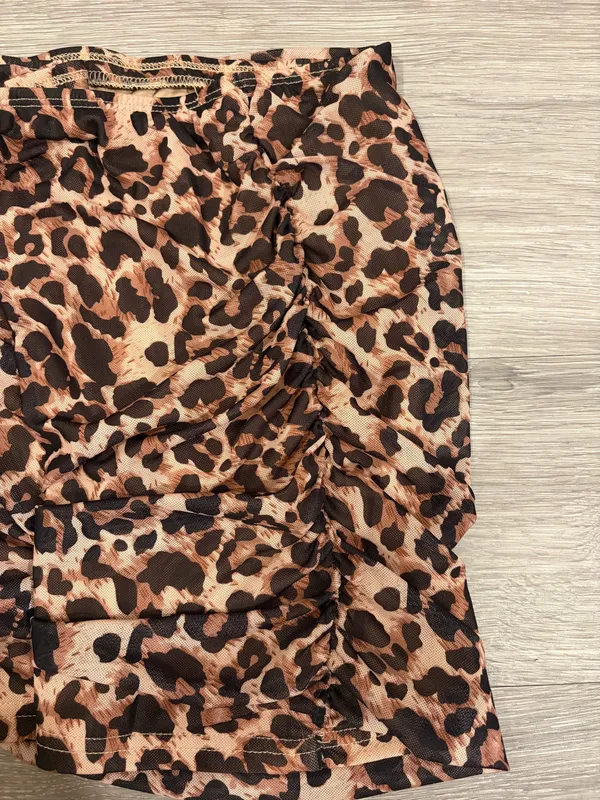 Amazon Leopard Print Ruched Mini Skirt - Image 3