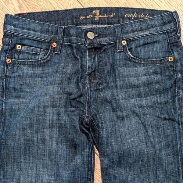 👖 7 For All Mankind Women's 26 Crop Dojo‎ Dark Jeans Designer Denim Made In USA - Image 3
