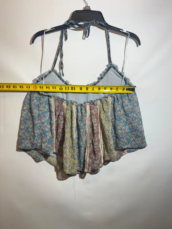 NWT Free People Costa Printed Halter Ruffle Ladder Lace Tank Top XS - Image 4