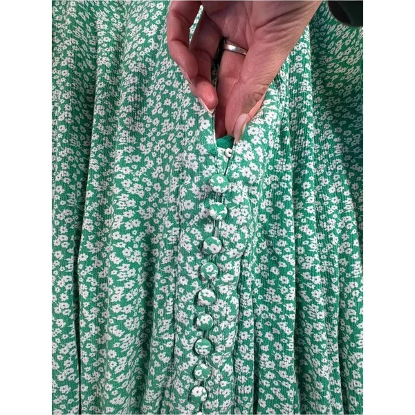 Women's Green Floral High-Low Button Front Skirt Size S - Image 3