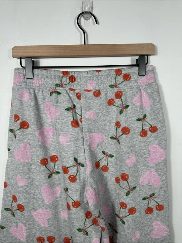 Zoe + Liv Lounge Pajama Pants Cherry‎ Heart Print Gray Women’s Size Small - Image 5