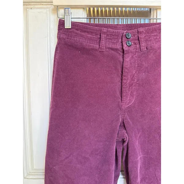 Faherty Women Plum Burgundy Organic Cotton Wide Leg Corduroy Pants Size 25 - Image 3