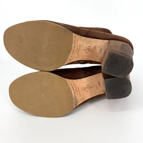 Cole Haan Nike Air Cassidy Ankle Booties Worn Leather Stacked Heel Brown 9.5‎ - Image 6