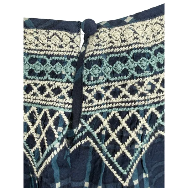 NWT Madewell Embroidered Puff-Sleeve Babydoll Dress Indigo Plaid Size XS Preppy‎ - Image 9