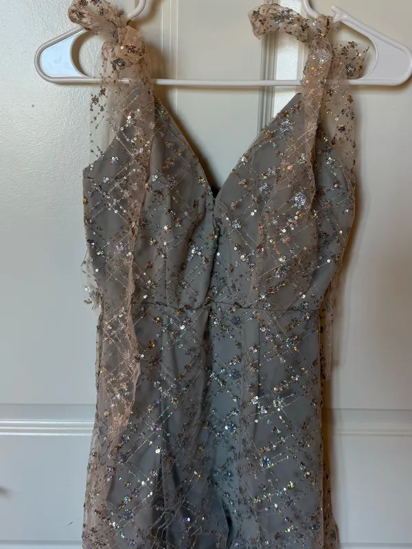 Lucy in the Sky Silver Sequin V‑Neck Mini Dress - Image 3